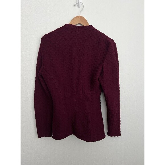 VTG Donna Karan New York Women's Burgundy Wool Blazer Jacket Gold Buttons M - Picture 5 of 7